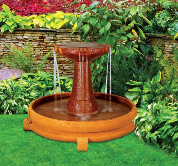 Modern Cement Overflowing Spill Dish Fountain American Concrete